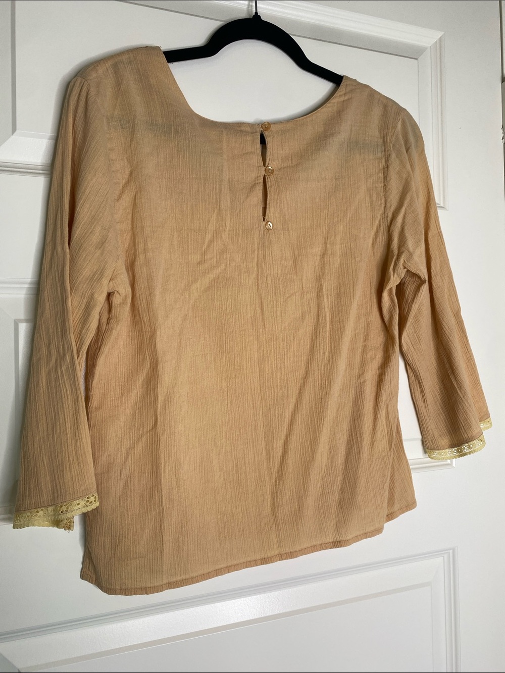 Vintage Y2K Embroidered Scoop-Neck Women's Blouse - Beige - Picture 4 of 4
